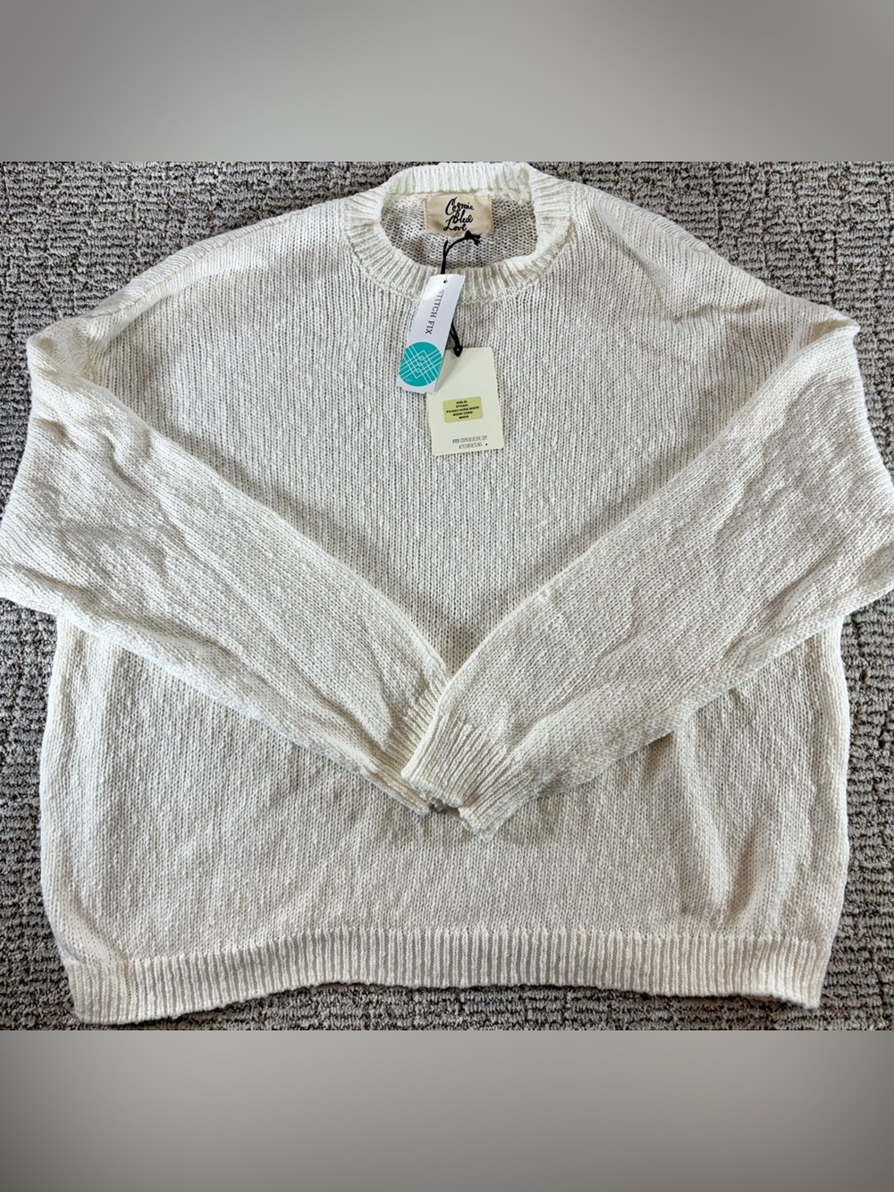 NWT Cosmic Blue Love Pistola White XL Rossa Easy‎ Drop Shoulder Sweater
